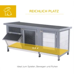 PawHut Kleintierstall Kleintierkäfig Mit Bodenwanne Kleintierhaus Mit Asphaltdach Und Futtertrog Outdoor Indoor Tannenholz Grau+Schwarz 112 X 50 X 54 Cm -Garten- & Gewächshäuser Geschäft 42fe6d4b65cee8b794779a5d1daf8e7f