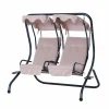 Outsunny 2 Sitzer Hollywoodschaukel Gartenschaukel Mit Sonnendach Gartenstuhl Sitz Mit Sprühbaumwolle Oxfordstoff PE-Beschichtung Stahl Oxford-Stoff Beige 170 X 136 X 170 Cm（pro Sitz）