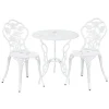 [casa.pro]® Bistro Set (3 - Teilig) (weiss) - Aus Gußeisen / Antik