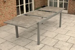 Merxx Gartenmöbelset "Amalfi Di Lusso" 9tlg. Mit Semi Ausziehtisch 180/250 X 100 Cm Mit Digitaldruckplatte - Aluminiumgestell Silber Mit Textilbespannung Anthrazit -Garten- & Gewächshäuser Geschäft 436aa3693797ebfcadd5b192b2a630b4