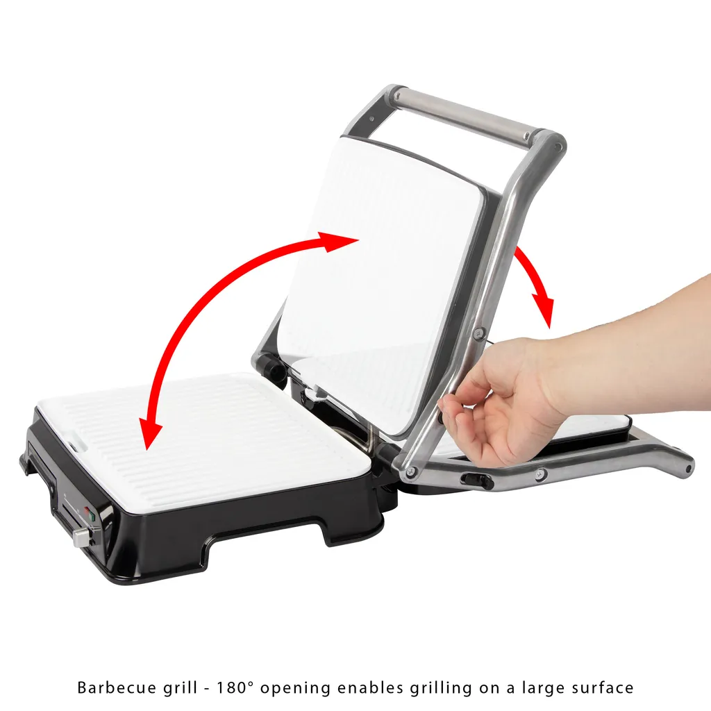 Clatronic KG 3571 Elektrischer Kontaktgrill, Multigrill, Für Beidseitiges & Fettfreies Grillen, Antihaftbeschichtete Platten, Kabelaufwicklung, 2000 Watt, Edelstahl 5 Clatronic KG 3571 Elektrischer Kontaktgrill, Multigrill, Für Beidseitiges & Fettfreies Grillen, Antihaftbeschichtete Platten, Kabelaufwicklung, 2000 Watt, Edelstahl – Bild 5