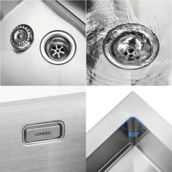 Lonheo XL Spülbecken 74 X 44cm Eckige Edelstahlspüle, Einbauspüle Für Ab 80er Unterschrank, Küchenspüle Mit Über- Und Ablaufgarnitur -Garten- & Gewächshäuser Geschäft 43a6a3893ff3df60ec6bb1adce67171d