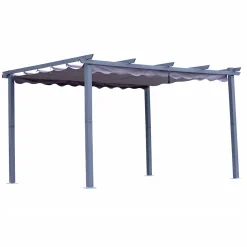 Angel Living Pergola Aus Aluminium In Anthrazit, Dachrohre Aus Stahl, Verstellbares Dach Aus Polyester (3x4m, Grau)