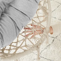 SONGMICS Hängesessel Hängestuhl Hängeschaukel Hängekorbmit Einem Dicken Kissen Bis 120 Kg Belastbar Für Garten Balkon Wohnzimmer Terrasse Skandinavischer Stil Modern Beige-grau -Garten- & Gewächshäuser Geschäft 43e91e95e9096cde2293737689a0e7cf