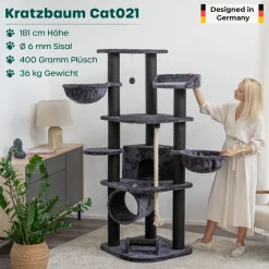 Happypet® Kratzbaum Für Katzen Groß 181 Cm Hoch CAT021 Kletterbaum Katzenbaum, Stabile Extra Dicke Sisal-Säulen Ca. 11cm, Haus Spieltunnel, Große Liegemulden (Belastbarkeit 15 Kg), Tau Kratzrolle ANTHRAZIT -Garten- & Gewächshäuser Geschäft 43f76806d61d9928f07837247b9782aa