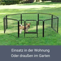 Juskys Welpenauslauf 160 X 160 X 60 Cm – Welpenlaufstall 8-teilig Aus Metall – Freigehege Mit Tür – Welpengitter Für Hunde, Hasen & Kleintiere -Garten- & Gewächshäuser Geschäft 4407d85cda3246b65524627a2ee85849