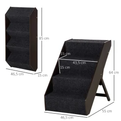 PawHut Haustiertreppe Hundetreppe 4 Stufen Tragbare Katzentreppe Einstiegshilfe Mit Grauem Teppich Für Katzen Und Hunde Einstellbar Faltbar 46,5 X 55 X 64 Cm -Garten- & Gewächshäuser Geschäft 4417bc7f661a008360a08738ee5bf91e
