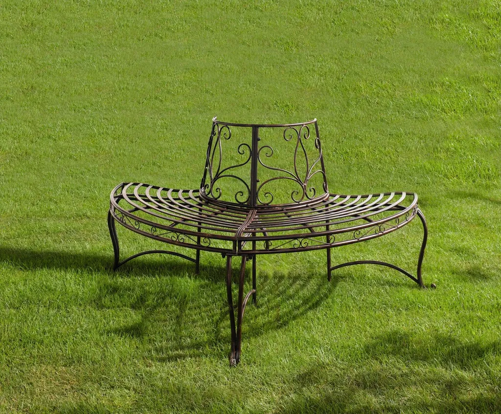 Frank-Flechtwaren Metall-Bank 'Halbkreis' Möbel Garten Terrasse Balkon Bequem, Ranken Muster 3 Frank-Flechtwaren Metall-Bank 'Halbkreis' Möbel Garten Terrasse Balkon Bequem, Ranken Muster – Bild 3