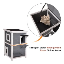 Lovupet Katzenhaus Katzenvilla Isoliert Katzenhütte 2 Etagen Wetterfest 0508EY -Garten- & Gewächshäuser Geschäft 44f12b8fea2dbf059c11642c29ade716