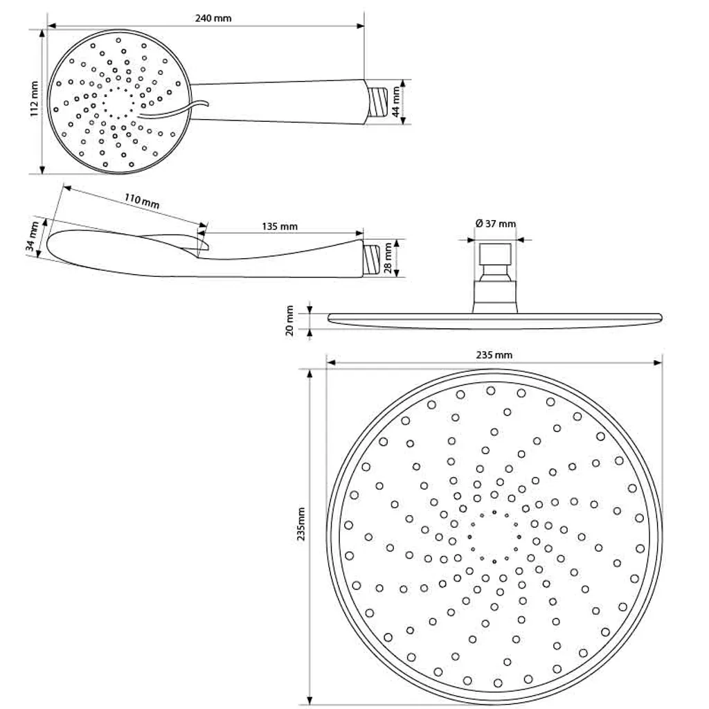 ECD Germany Regendusche Set, Rund, Weiß/Silber, Aus Edelstahl, Anti-Kalk Düsen, Duschbrause Brausekopf Regenduschkopf Einbauduschköpfe Überkopfbrause Dusche Regen Duschset 4 ECD Germany Regendusche Set, Rund, Weiß/Silber, Aus Edelstahl, Anti-Kalk Düsen, Duschbrause Brausekopf Regenduschkopf Einbauduschköpfe Überkopfbrause Dusche Regen Duschset – Bild 4