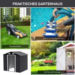 Outsunny Gerätehaus Mit 2 Schiebetüren Metall Gartenhaus 2,6 M² Geräteschuppen Verzinkter Stahl Dunkelgrau 195,5 X 153 X 188 Cm 12 Outsunny Gerätehaus Mit 2 Schiebetüren Metall Gartenhaus 2,6 M² Geräteschuppen Verzinkter Stahl Dunkelgrau 195,5 X 153 X 188 Cm -Garten- & Gewächshäuser Geschäft 45254768e2778bcb4c1a8c6485a29908
