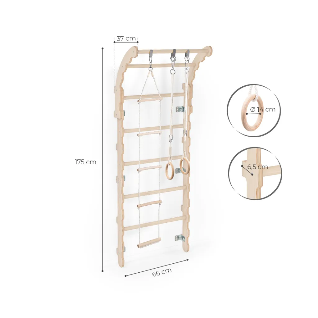MAMOI® Klettergerüst Indoor, Sprossenwand Für Kinderzimmer, Turnringe Kinder Für Klettern, Kletterwand Und Spielgeräte, Midi Turngeräte Mit Klimmzugstange Für Drinnen, Sportgeräte Ab 3 Jahren 2 MAMOI® Klettergerüst Indoor, Sprossenwand Für Kinderzimmer, Turnringe Kinder Für Klettern, Kletterwand Und Spielgeräte, Midi Turngeräte Mit Klimmzugstange Für Drinnen, Sportgeräte Ab 3 Jahren – Bild 2