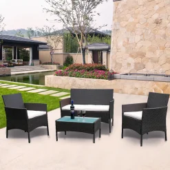 EINFEBEN Gartenmoebel-sets Poly Rattan Balkonmoebel Sitzgruppe Schwarz Langlebig Lounge Set Mit 2-er Sofa, Singlestuehle, Tisch Und Sitzkissen… -Garten- & Gewächshäuser Geschäft 457cc6eca8e749a41218d179a69fdb3e
