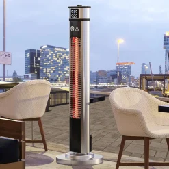 GGM Moebel International LUCIO | Stand Heizstrahler | Edelstahl | 2000W | 3 Heizstufen | H: 148 Cm | Infrarot Wärmestrahler, Infrarotstrahler