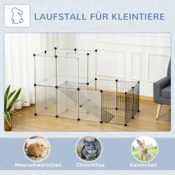 PawHut Freigehege Für Kleintier DIY 2-stöckig Meerschweinchen Gehege Welpenauslauf Kleintiergehege Freilaufgehege Für Kleintier Verformbar Erhöhbar Metall Kunststoff Schwarz 140 X 70 X 90 Cm -Garten- & Gewächshäuser Geschäft 45da0dcaab7b1b6ec7debc56f402e47e