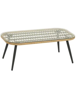 Dehner Gartenmöbel Lounge Venezia, 4-teilig, Inkl. Polster, Aluminium/Kunststoff/Glas, Schwarz/hellbraun -Garten- & Gewächshäuser Geschäft 45f81edd891b19c6267bd27d44a291d4