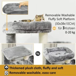Pecute Kratzbaum Mit Extra Dicke Stämme, Katzenbaum 120cm Mit Große Aussichtsplattform, Verstellbar Grundplatte, Liegemulde (Hellgrau+Weiß Sisalstämme) 11 Pecute Kratzbaum Mit Extra Dicke Stämme, Katzenbaum 120cm Mit Große Aussichtsplattform, Verstellbar Grundplatte, Liegemulde (Hellgrau+Weiß Sisalstämme) -Garten- & Gewächshäuser Geschäft 466779d62a8c74a00ac52946f1728c93