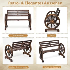 COSTWAY 2 Sitzer Gartenbank, Sitzbank Holz, Holzbank Retro-Design, Ideal Für Hinterhof, Straße, Garten -Garten- & Gewächshäuser Geschäft 46687e8f9d9dbcd7f82c6709b7d48ecf