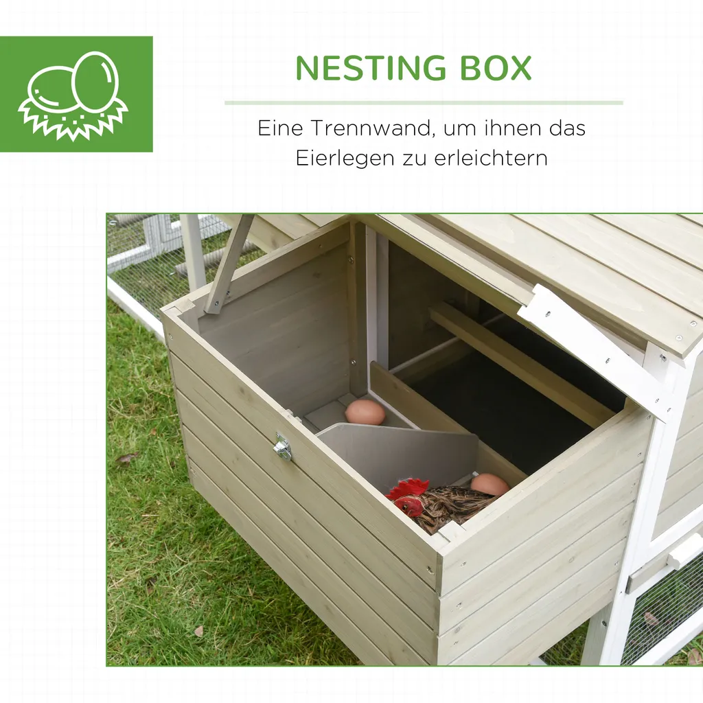PawHut Hühnerstall Hühnerkäfig Hühnervoliere Für 2-4 Hühner Nistkasten Mit Haupthaus Nistkasten Auslauf Laufstall Wetterbeständig Tannenholz Grau 167,5x109x100 Cm 6 PawHut Hühnerstall Hühnerkäfig Hühnervoliere Für 2-4 Hühner Nistkasten Mit Haupthaus Nistkasten Auslauf Laufstall Wetterbeständig Tannenholz Grau 167,5x109x100 Cm – Bild 6