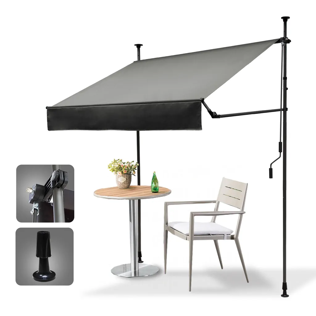 Grandekor Klemmmarkise Markise Balkon Ohne Bohren Faltbar, 200cm X (125+25cm) Anthrazit, Mit Verlängerten Seitenstangen, UV-beständig Balkonmarkise Höhenverstellbar, Wasserdicht 1 Grandekor Klemmmarkise Markise Balkon Ohne Bohren Faltbar, 200cm X (125+25cm) Anthrazit, Mit Verlängerten Seitenstangen, UV-beständig Balkonmarkise Höhenverstellbar, Wasserdicht