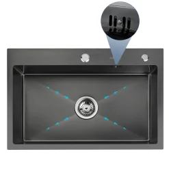 Lonheo Edelstahl Küchenspüle 68 X 45 Cm Einbauspüle, Große Küchenspülbecken Für Ab 70cm Unterschrank, Edelstahlspüle, Inkl. Seifenspender, Abtropfkorb/ Dunkelgrau -Garten- & Gewächshäuser Geschäft 46c7b1d4c8a20c539959f890faaa3856