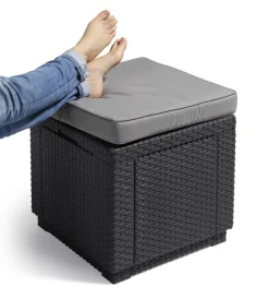 ALLIBERT By KETER Allibert Cube Sitzhocker H 39 X B 42 X T 42 Cm, Mit Stauraum, Graphitgrau -Garten- & Gewächshäuser Geschäft 46e537ece189ca66e23cad4fe6273283