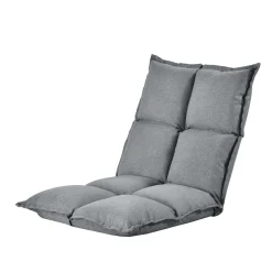 [en.casa] Bodenstuhl Klappbar Bodensessel 5-stufig Verstellbare Klappliege Relaxliege Faules Sofa 5 Positionen Bodenliege Sitzkissen Hellgrau