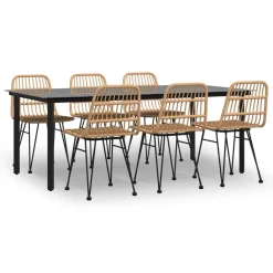 VidaXL 7-tlg. Garten-Essgruppe Poly Rattan
