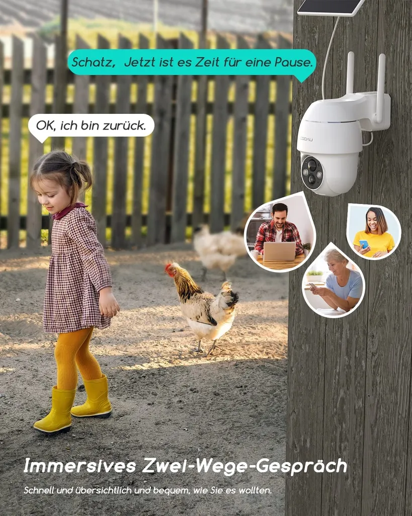 COOAU Überwachungskamera Aussen Solar Akku, 2K PTZ 355°/90° Kabellos WLAN IP Kamera Outdoor Mit PIR Bewegungsmelder, Farbige Nachtsicht,Spotlight,IP66 ,2-Wege-Audio, Cloud-Speicher 6 COOAU Überwachungskamera Aussen Solar Akku, 2K PTZ 355°/90° Kabellos WLAN IP Kamera Outdoor Mit PIR Bewegungsmelder, Farbige Nachtsicht,Spotlight,IP66 ,2-Wege-Audio, Cloud-Speicher – Bild 6