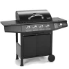 TAINO BASIC 4+1 Gasgrill Mit Seitenbrenner Gasgrill 4 Brenner BBQ Grillwagen Edelstahl-Brenner Schwarz