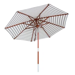 Anndora Sonnenschirm Knickbar 3m Rund Gestreift Blau Weiß Winddach UV-Schutz - Knick 3m Rund