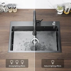 Lonheo Edelstahl Küchenspüle 68 X 45 Cm Einbauspüle, Große Küchenspülbecken Für Ab 70cm Unterschrank, Edelstahlspüle, Inkl. Seifenspender, Abtropfkorb/ Dunkelgrau -Garten- & Gewächshäuser Geschäft 480170f89b0b3ebf0f6e1c282e1fa892