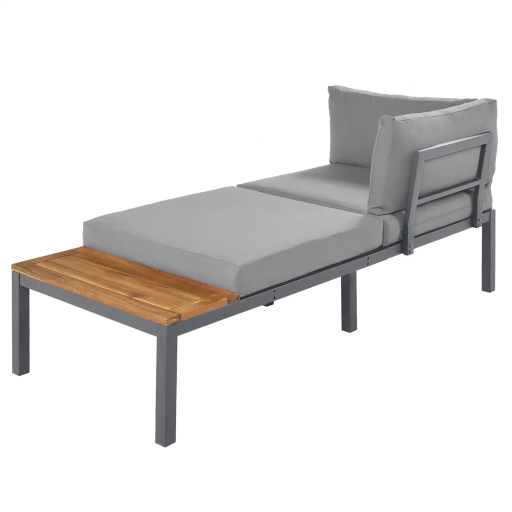 Merax Gartenmöbelset 4-teilig Loungeset Loungegruppe Aus Akazienholz Und Stahlrahmen, Balkonmöbel Set Mit Tisch Und Kissen, 250*172*67cm 7 Merax Gartenmöbelset 4-teilig Loungeset Loungegruppe Aus Akazienholz Und Stahlrahmen, Balkonmöbel Set Mit Tisch Und Kissen, 250*172*67cm – Bild 7
