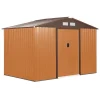 Outsunny Gerätehaus Mit Fundament Geräteschuppen Gartenhaus Garten Schuppen Metall Gelb 277 X 195 X 192 Cm