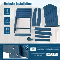 COSTWAY Adirondack Stuhl Mit Getränkehalter, Wetterfester Gartenstuhl, Gartensessel Aus Kunststoff, Outdoor-Stuhl Für Garten, Terrasse, 170 Kg Tragfähigkeit (Navy) -Garten- & Gewächshäuser Geschäft 4875627fedb5b1c8d407ef0f62260dfe