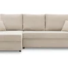 Adams Group Ecksofa Judo 249x137 Mit Schlaffunktion Und Bettaksen - L-förmig - Modernes Design - Moderner Cordstoff POSO - Kissen - POSO 100 BEIGE