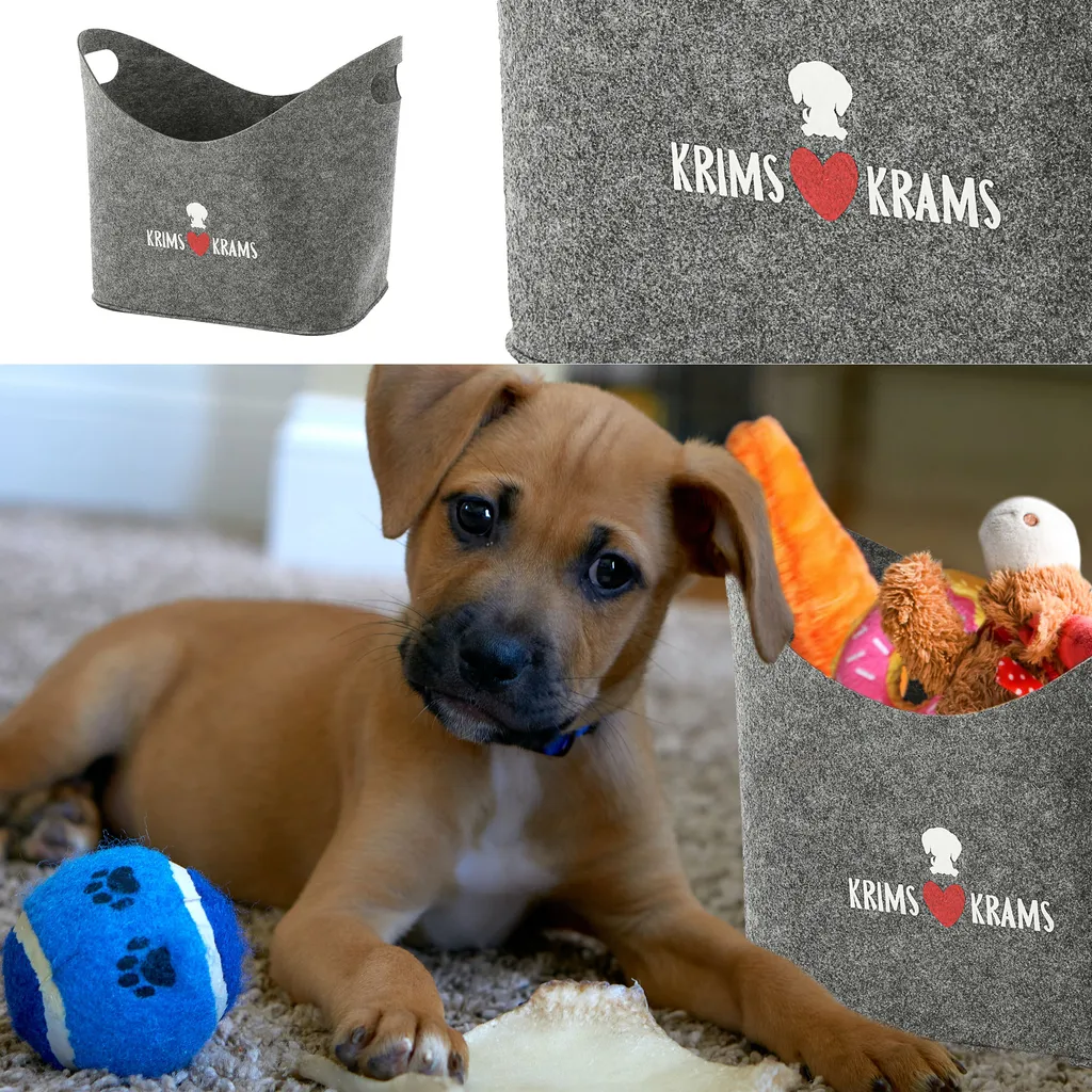 CEPEWA Aufbewahrungskorb "Hundekopf" Hundespielzeug Aufdruck 34x32x22cm Hellgrau Hund Ordnungskorb Filzbox 1 CEPEWA Aufbewahrungskorb "Hundekopf" Hundespielzeug Aufdruck 34x32x22cm Hellgrau Hund Ordnungskorb Filzbox