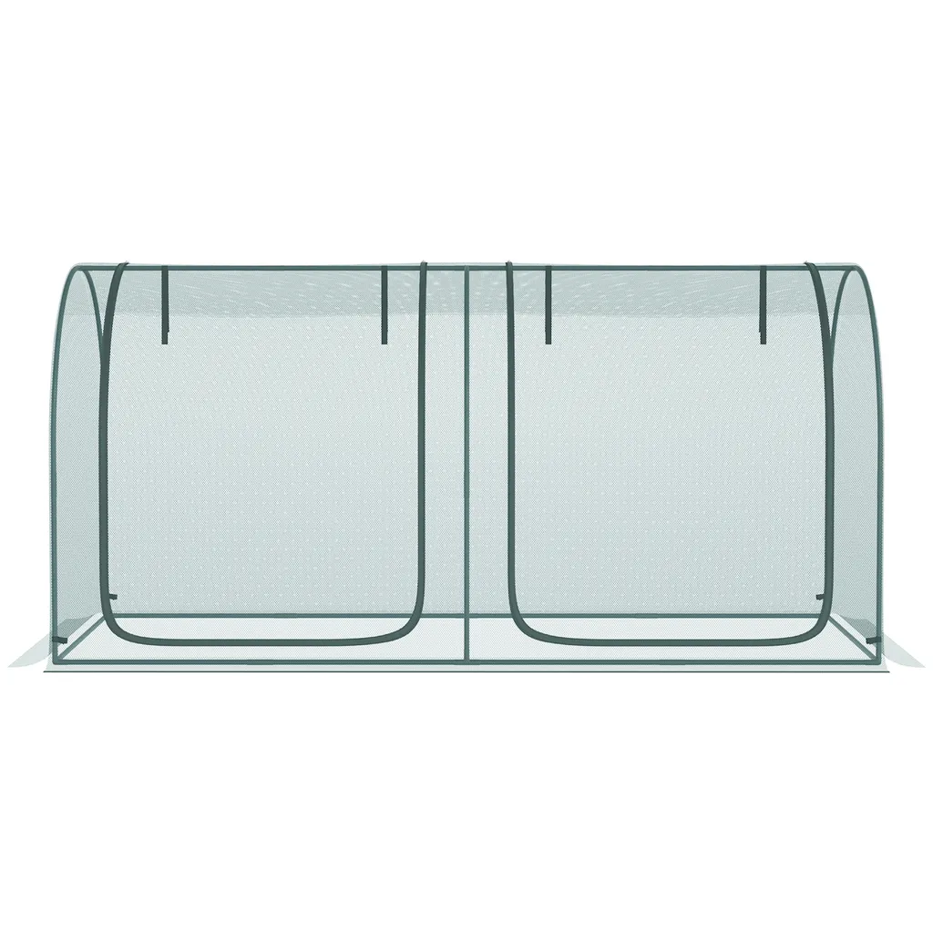 Outsunny 2,49 X 1,2 M Mini Gewächshaus, Pflanzenschutzzelt Mit Tür, Winddcihtes Tomatenhaus, Treibhaus Mit Stahlrahmen, HDPE-Netz Für Garten, Balkon, Dunkelgrün 8 Outsunny 2,49 X 1,2 M Mini Gewächshaus, Pflanzenschutzzelt Mit Tür, Winddcihtes Tomatenhaus, Treibhaus Mit Stahlrahmen, HDPE-Netz Für Garten, Balkon, Dunkelgrün – Bild 8