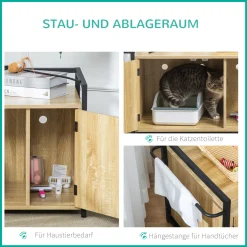 PawHut Katzenschrank Für Katzentoilette Katzenklo Beistelltisch Katzenhaus Katzenkommode Schrank Spanplatte Naturholz 82,3 X 51 X 54 Cm -Garten- & Gewächshäuser Geschäft 4910c1e163619322a3bcdaa6f9732341