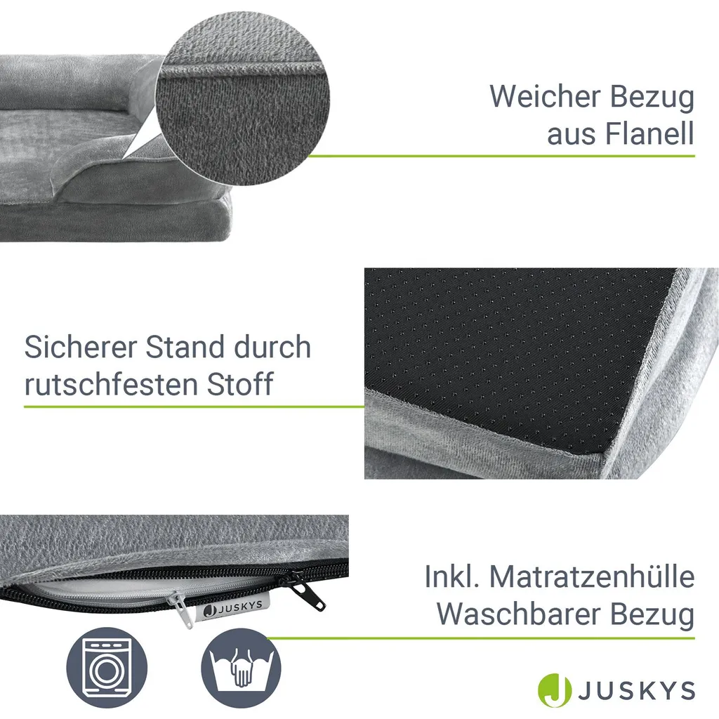 Juskys Hundebett Sheena XL Orthopädisch, Waschbar & Rutschfest – 105 X 82 X 17 Cm– Hundesofa Flauschig Große Hunde Grau – Haustierbett Hundesofa 5 Juskys Hundebett Sheena XL Orthopädisch, Waschbar & Rutschfest – 105 X 82 X 17 Cm– Hundesofa Flauschig Große Hunde Grau – Haustierbett Hundesofa – Bild 5