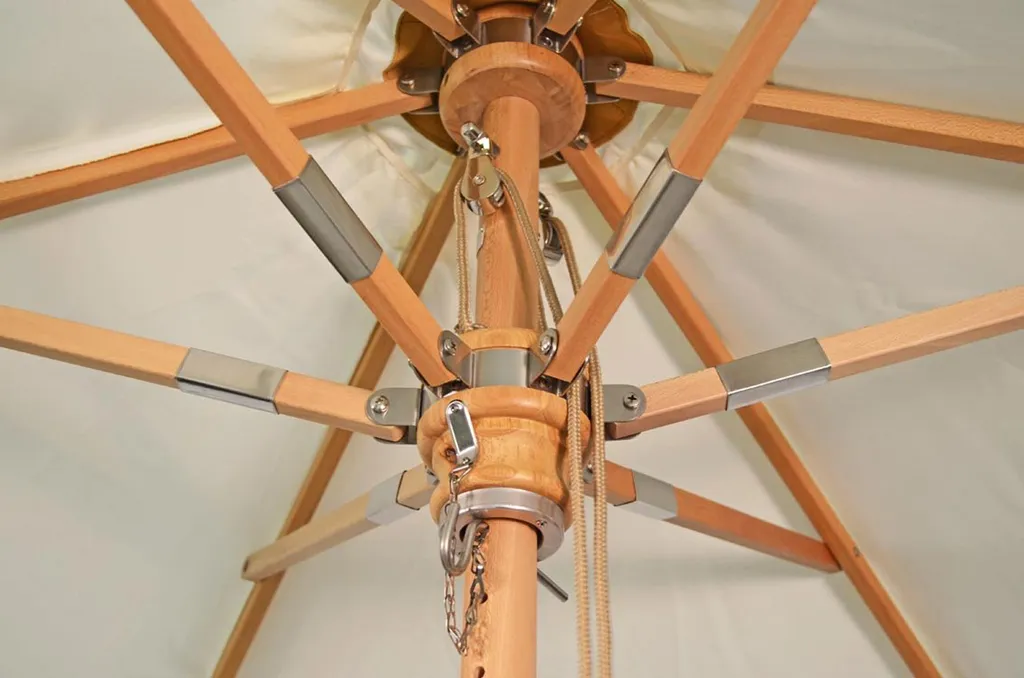 Kai Wiechmann Sonnenschirm Stylischer Balkonschirm Weiß 350 Cm Als Hochwertiger Schattenspender Gartenschirm Aus Holz Mit Windauslass & UPF 50+ 2 Kai Wiechmann Sonnenschirm Stylischer Balkonschirm Weiß 350 Cm Als Hochwertiger Schattenspender Gartenschirm Aus Holz Mit Windauslass & UPF 50+ – Bild 2