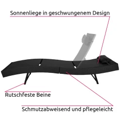 Tectake Sonnenliege Rattan Delphine - Schwarz -Garten- & Gewächshäuser Geschäft 491f5230891078ae1c1315ccf603da40