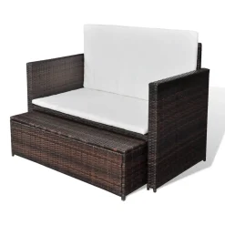 VidaXL Gartensofa Poly Rattan Braun -Garten- & Gewächshäuser Geschäft 492edb4509dcc7fd329d990af8836b25