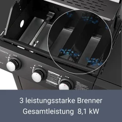 Juskys BBQ Gasgrill Louisiana 8,1 KW Mit 3 Brenner, Grillrost, Deckel Mit Thermometer, Warmhalterost & Seitenablagen – Grillwagen Mit Stahl Korpus 22 Juskys BBQ Gasgrill Louisiana 8,1 KW Mit 3 Brenner, Grillrost, Deckel Mit Thermometer, Warmhalterost & Seitenablagen – Grillwagen Mit Stahl Korpus -Garten- & Gewächshäuser Geschäft 4942acd0f0c7d3a1a7b83a2cc4e6027d