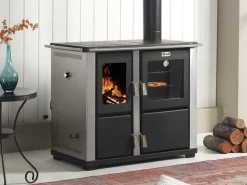 Teba Therm EEK A+ Automatik-Dauerbrand Küchenofen Holz- U. Kohleherd Teba TKS-18, Edelstahl Mit 10KW