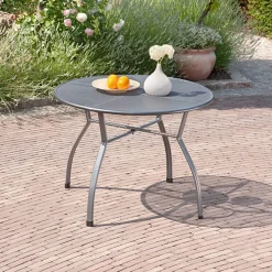 Greemotion Gartenmöbelset Set Toulouse Rund 4x Stuhl, 1x Tisch Grau Metall -Garten- & Gewächshäuser Geschäft 497b9fb01a9d3dc10d76a240f7a659b0