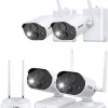 ZOSI 2K 3MP Kabellos Aussen Akku Überwachungskamera Set, 4X 3MP WLAN Kamera Batteriebetrieben Mit Basisstation 32GB Karte, 2-Wege-Audio, Personenerkennung, C309