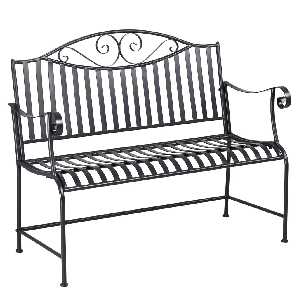 HOMCOM Outsunny Gartenbank Sitzbank Parkbank 2-Sitzer Metallbank Stahlrahmen Mit Armlehne Für Garten Balkon Und Terrasse Bis 220 Kg Belastbar Grau 15,5 X 54 X 96 Cm 4 HOMCOM Outsunny Gartenbank Sitzbank Parkbank 2-Sitzer Metallbank Stahlrahmen Mit Armlehne Für Garten Balkon Und Terrasse Bis 220 Kg Belastbar Grau 15,5 X 54 X 96 Cm – Bild 4