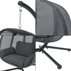 En.casa Hängesessel Abegondo Mit Gestell Und Kissen Indoor Outdoor Max. 120 Kg Hängekorb Hängestuhl Für Innen- Und Außen Stahlgestell Dunkelgrau -Garten- & Gewächshäuser Geschäft 49d3c289c2b567e516a2419f2390e69e