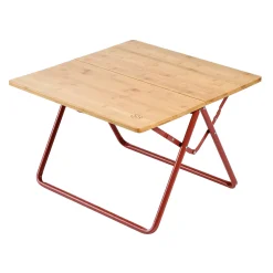 Progression Zusammenklappbarer Beistelltisch Holz, Outdoor Campingtisch Klappbar Für Camping Und Garten, 58 X 38 X 58 Cm, Bambus, Inkl. Tragetasche